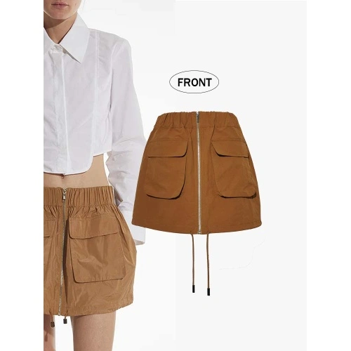 Women s Casual Ruched Waistband Draw Cord Cargo Skirt China Manufacturers Suppliers Factory Exporter